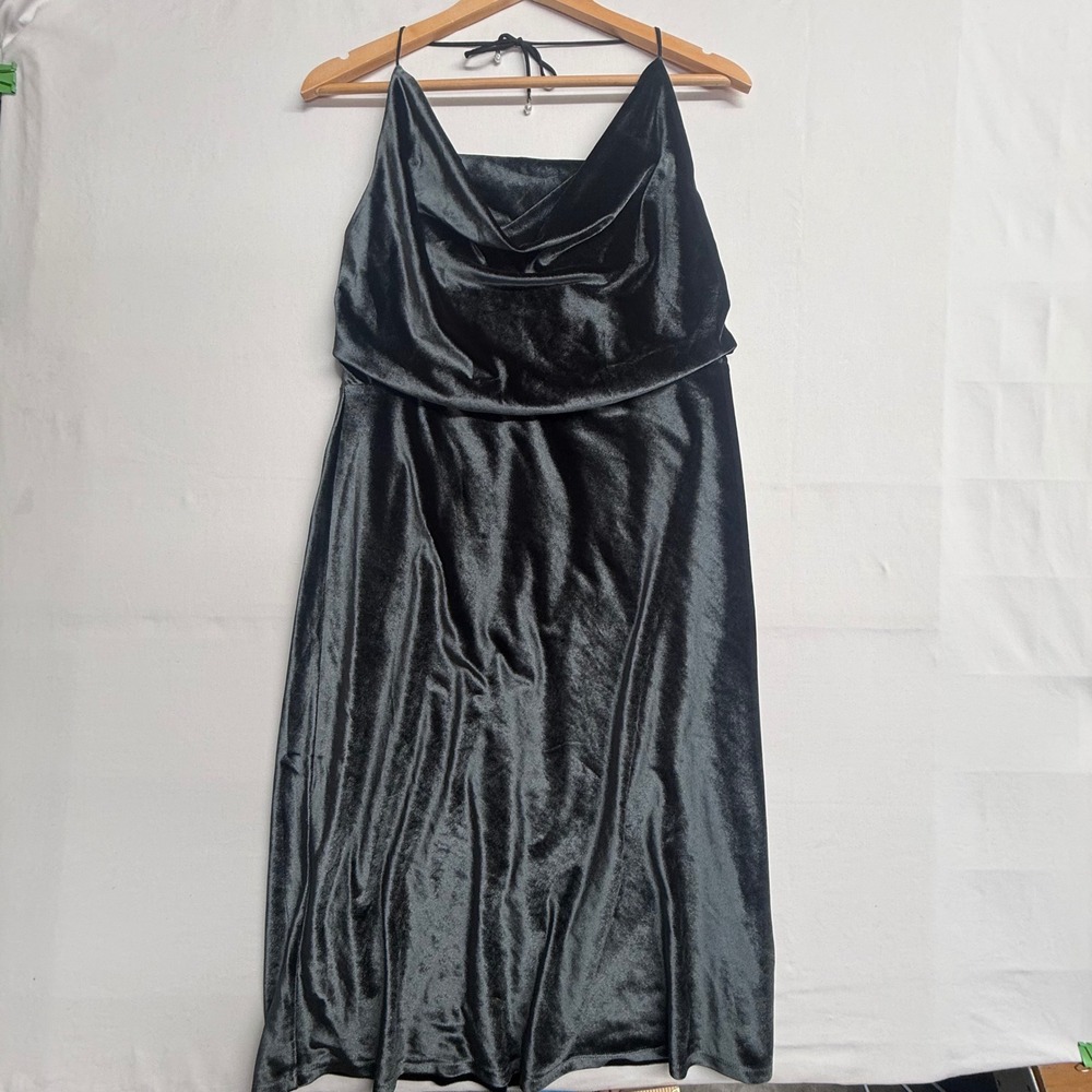 Abercrombie & Fitch Womens Large Black Velvet Cowl Neck Midi Dress Open Back